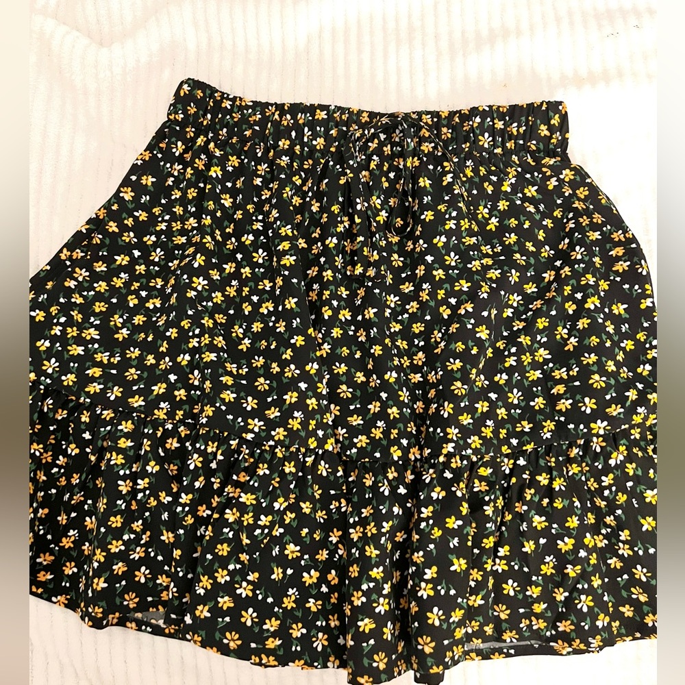 Black Floral Skirt